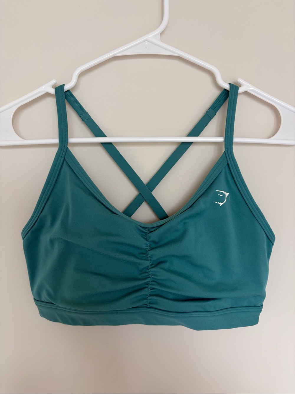 Gymshark Teal Ruched Cross-Back Sports Bra